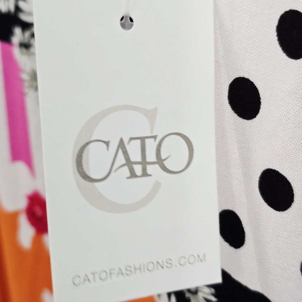 NWT Cato Multicolor Polka-dot Floral Patchwork Cold Shoulder Dress - Picture 10 of 10